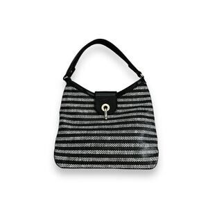 Kate Spade Black and White Striped Crossbody Bag